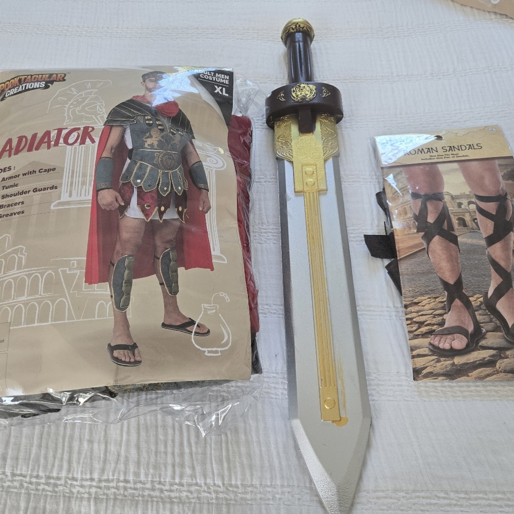 Gladiator Costume Set with Gold and Silver Foam Sword - Men